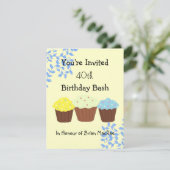 Wein und Cupcakes Einladung zum Geburtstag (Stehend Vorderseite)