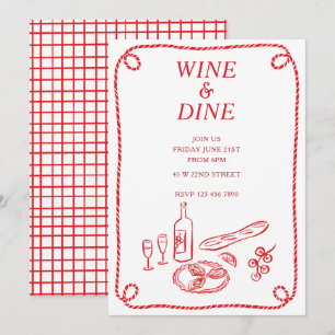 Wein- und Dine-Sommerparty-Einladung Einladung