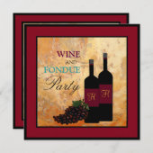 Wein-und Fondue-Party Einladung (Vorne/Hinten)