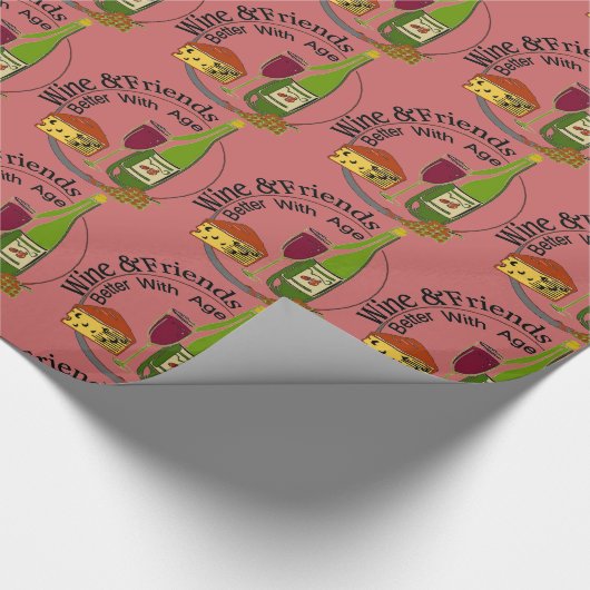 Wein und Freunde mit Alter besser Geschenkpapier (Ecke)