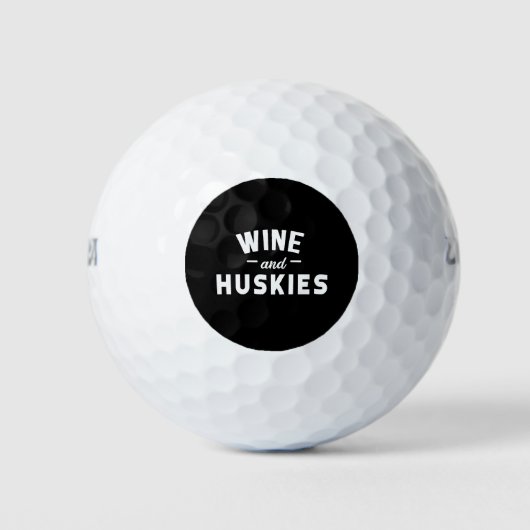Wein und Huskies Golfball (Vorderseite)