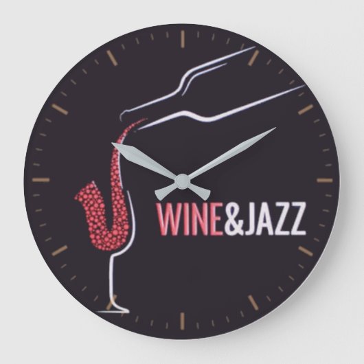 Wein und Jazz Große Wanduhr (Vorderseite)