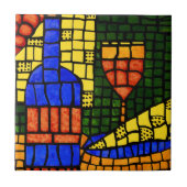 Wein-und Käse-buntes helles FarbBar Fliese (Vorderseite)