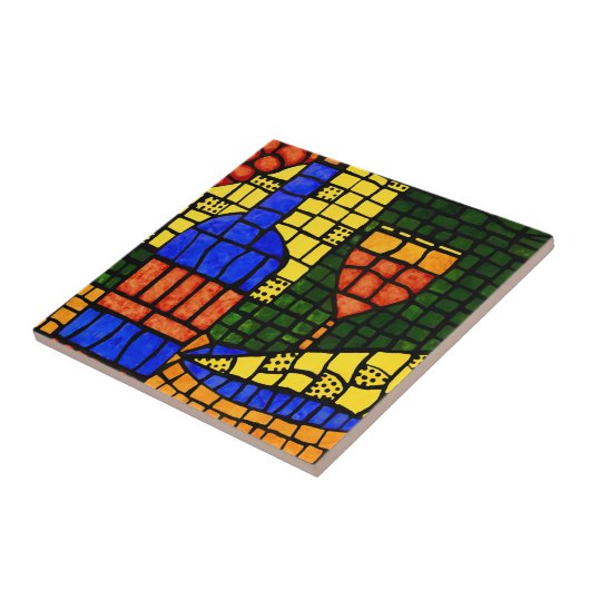 Wein-und Käse-buntes helles FarbBar Fliese (Seite)