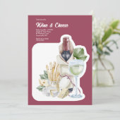 Wein und Käse Einladung (Stehend Vorderseite)