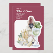 Wein und Käse Einladung (Vorne/Hinten)