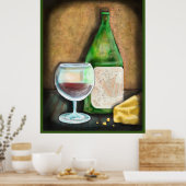 Wein und Käse für eine einsame Frau mittleren Alte Poster (Küche)