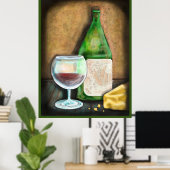 Wein und Käse für eine einsame Frau mittleren Alte Poster (Heimbüro)