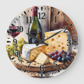 Wein und Käse Große Wanduhr (Vorderseite)