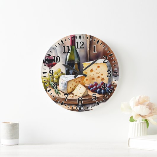 Wein und Käse Große Wanduhr (Zuhause)