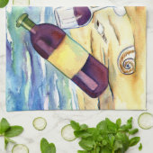 Wein und Käse im Beach Art Kitchen Handtücher (Gefaltet)