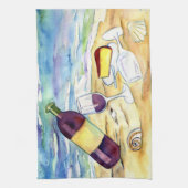 Wein und Käse im Beach Art Kitchen Handtücher (Vertikal)