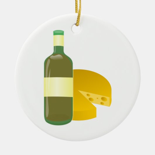 Wein und Käse Keramik Ornament (Vorne)