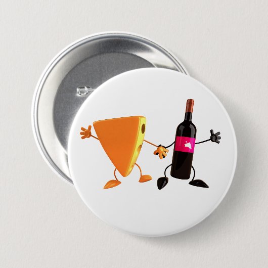 Wein-und Käse-Knopf Button (Vorne & Hinten)