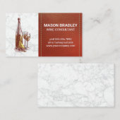 Wein und Käse | Marmor mit gestanztem Leder Visitenkarte (Vorne/Hinten)