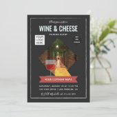 Wein und Käse Pairing Event hinzufügen Foto und Lo Einladung (Stehend Vorderseite)