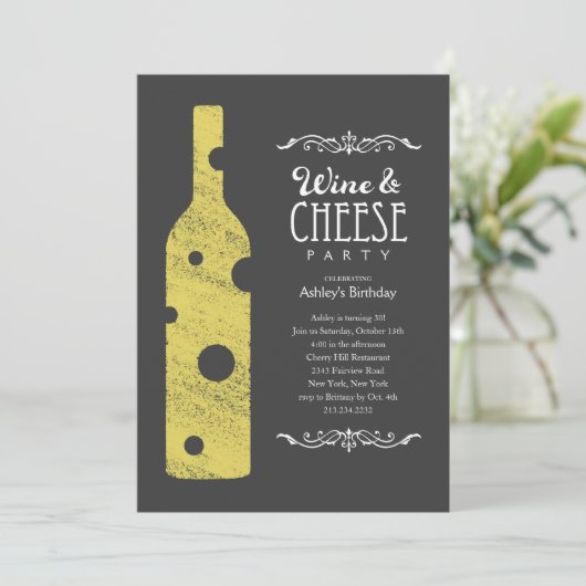 Wein-und Käse-Party Einladungen (Stehend Vorderseite)