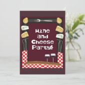 Wein und Käse Party mit Zitat Einladung (Stehend Vorderseite)