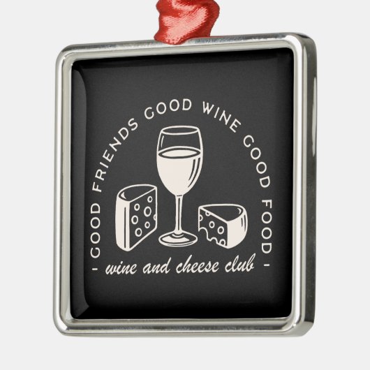 Wein und Käse Party Nacht lustig Schwarz Ornament Aus Metall (Links)