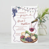 Wein und Käse Perfect Pair Verlobung Dusche Einladung (Stehend Vorderseite)