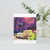 Wein und Käse Postkarte (Stehend Vorderseite)