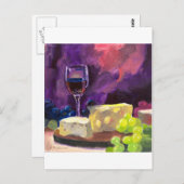 Wein und Käse Postkarte (Vorne/Hinten)