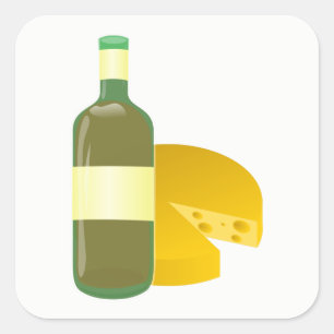 Wein und Käse Quadratischer Aufkleber