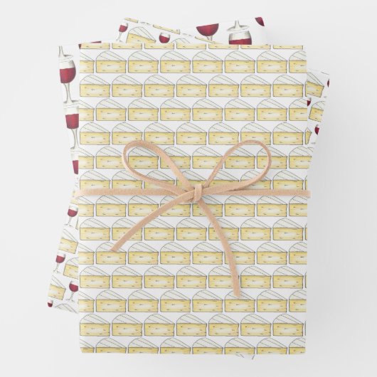 Wein und Käse Roter Wein Glas Brie Käse Wedge Geschenkpapier Set (Beispiel)
