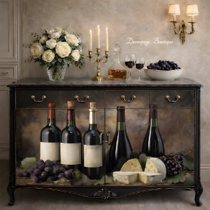 Wein und Käse Stilleben Découpage Seidenpapier