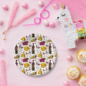 Wein und Käse Verkostung Party, Weinflaschen Traub Pappteller (Party)