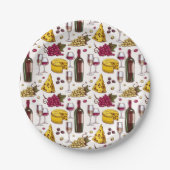 Wein und Käse Verkostung Party, Weinflaschen Traub Pappteller (Vorderseite)