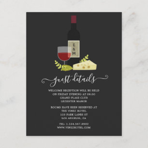 Wein- und Käseempfang Monogramm Gastdetails Begleitkarte