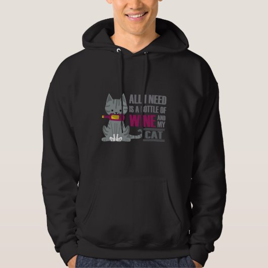 Wein und Katzen Hoodie (Vorderseite)