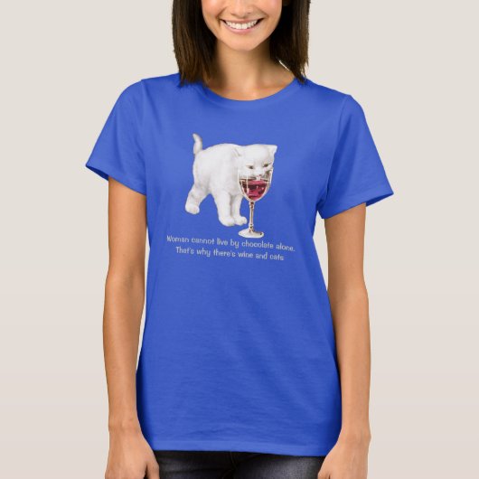Wein-und Katzen-Liebhaber-Zitat-T - Shirt (Vorderseite)