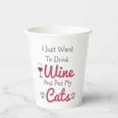Wein und Katzen Pappbecher (Vorderseite)