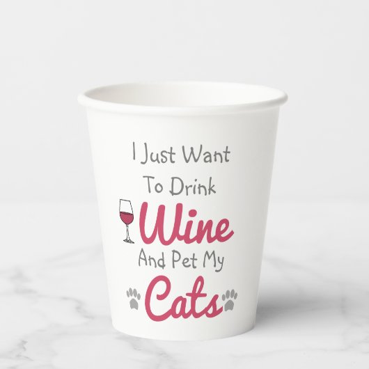 Wein und Katzen Pappbecher (Vorderseite)