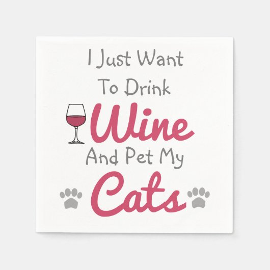 Wein und Katzen Serviette (Vorderseite)