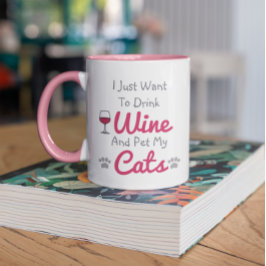 Wein und Katzen Tasse