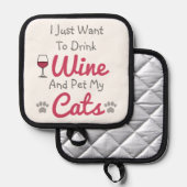 Wein und Katzen Topflappen (Vorderseite/Rückseite)