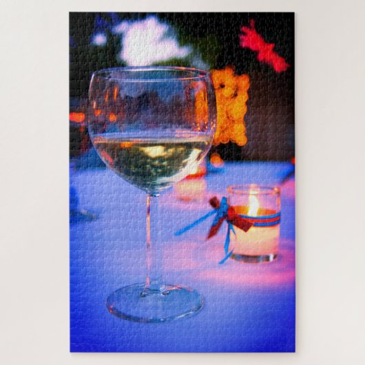 Wein und Kerze Puzzle (Vertikal)
