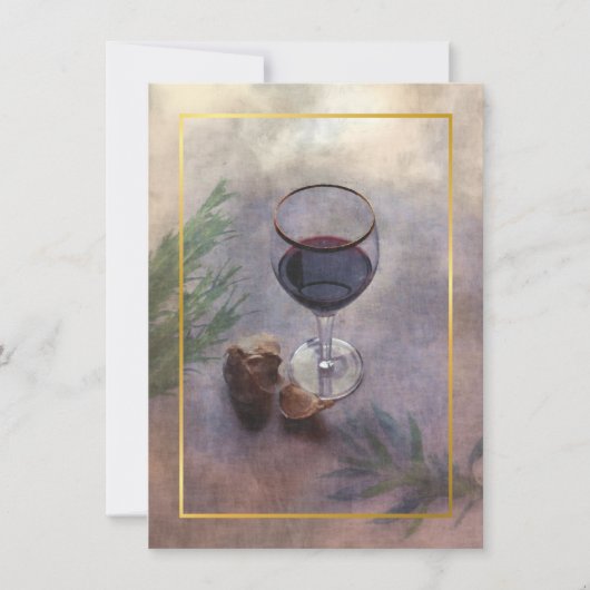 Wein- und Knoblauchabendesseneinladung Einladung (Vorderseite)