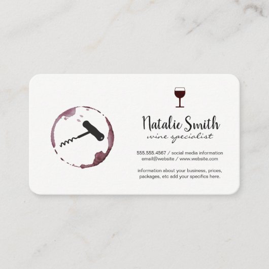 Wein und Korkschrauben Visitenkarte (Vorderseite)