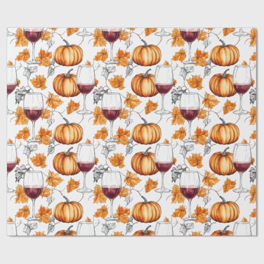 Wein und Kürbisgewässer Herbst Geschenkpapier (Flach)