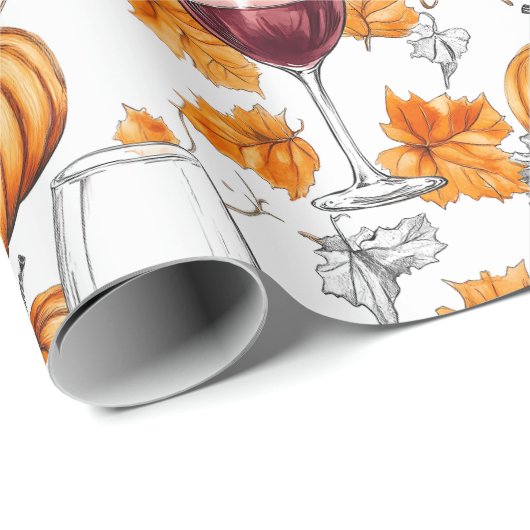 Wein und Kürbisgewässer Herbst Geschenkpapier (Rolleneckpunkt)