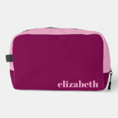 Wein und leicht rosa mit Name Waschbeutel (Vorderseite)