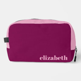 Wein und leicht rosa mit Name Waschbeutel