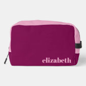 Wein und leicht rosa mit Name Waschbeutel (Rückseite)