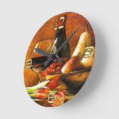 Wein und Obst Runde Wanduhr (Winkel)