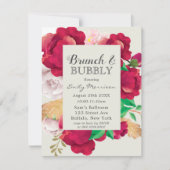 Wein und Rosa Peony Brunch & Bubbly Einladung (Vorderseite)