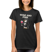 Wein und rosa Pinguin